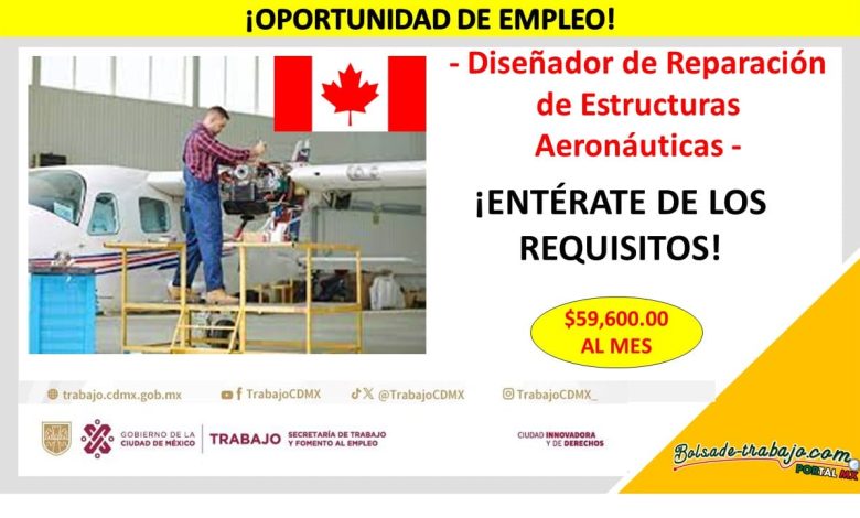 Empleo para Diseñador de Reparación de Estructuras Aeronáuticas en Empresa Canadiense