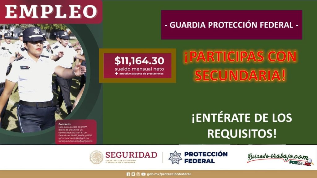 Convocatoria Guardia Protección Federal en Cabeza de Juárez, CDMX