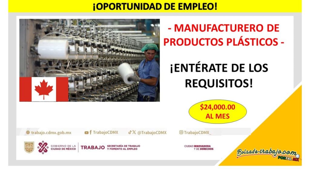 Empleo de Manufacturero de Productos Plásticos en Canadá