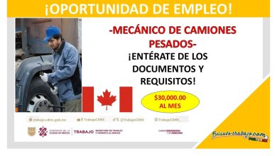 Convocatoria Mecánico de Camiones Pesados, Canadá