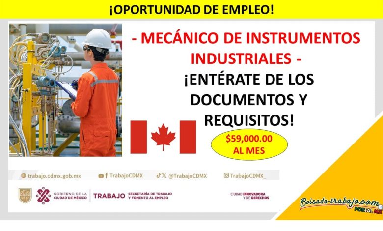 Convocatoria Mecánico de Instrumentos Industriales, Canadá