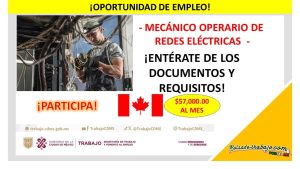 Empleo como Mecánico Operario de Redes Eléctricas, Canadá
