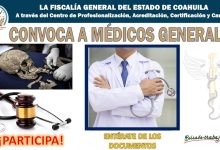 Convocatoria Médicos Generales en sede Piedras Negras de la FGJ, Coahuila de Zaragoza