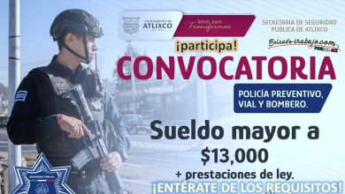 Convocatoria Policía Preventivo Bombero o Vial en Atlixco, Puebla