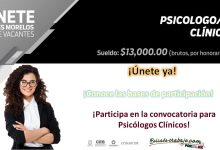Convocatoria Reclutamiento Psicólogo Clínico para CES Morelos