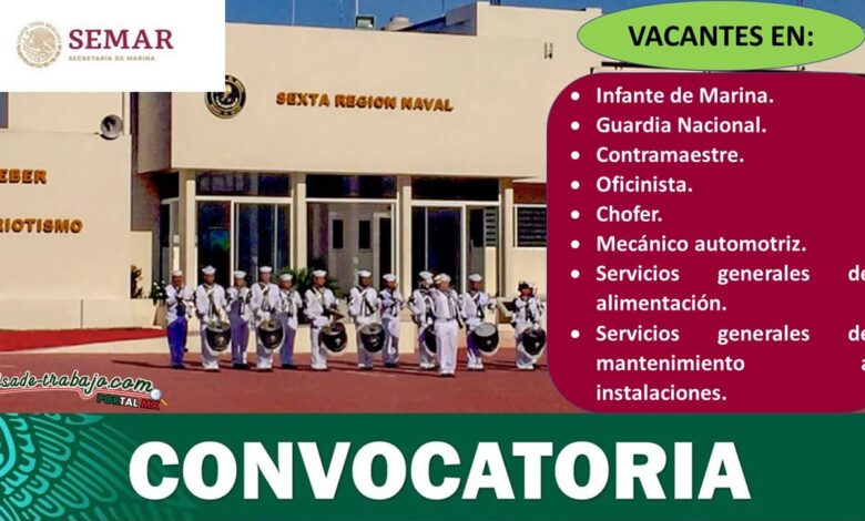 Contrataciones en Sexta Región Naval, Sede Manzanillo, Colima