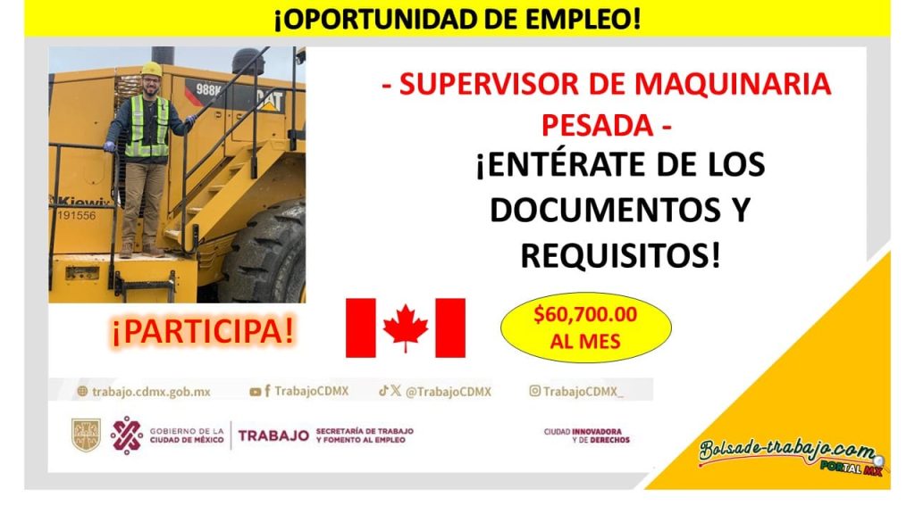 Empleo de Supervisor de Maquinaria Pesada, Canadá