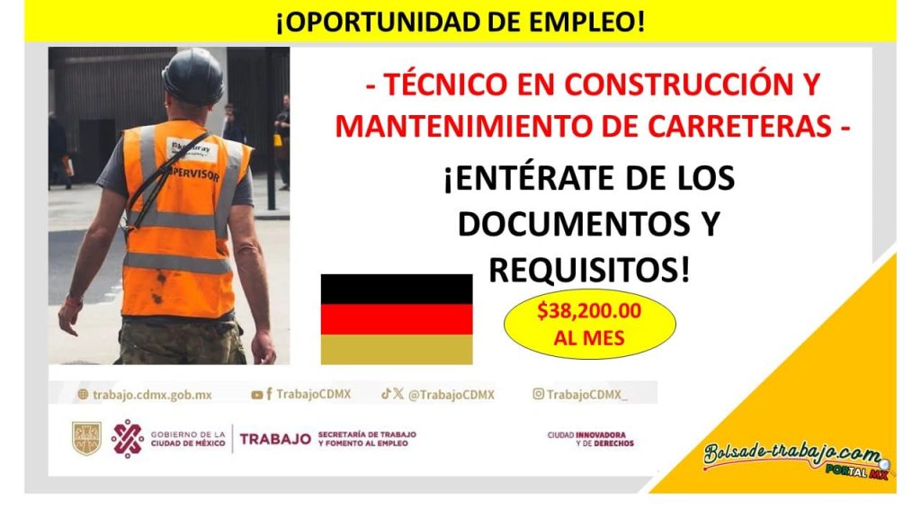 Convocatoria Técnico en Construcción y Mantenimiento de Carreteras