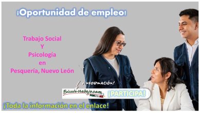 Convocatoria Trabajo Social o Psicología en Pesquería, Nuevo León