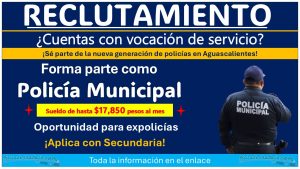 ¡Aplica con Secundaria! Gana hasta $17,850.00 pesos al unirte a la Dirección de Seguridad Pública Municipal de San José de Gracia, Aguascalientes, conoce la convocatoria completa 