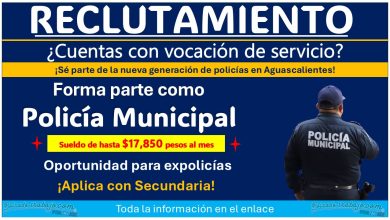 ¡Aplica con Secundaria! Gana hasta $17,850.00 pesos al unirte a la Dirección de Seguridad Pública Municipal de San José de Gracia, Aguascalientes, conoce la convocatoria completa 