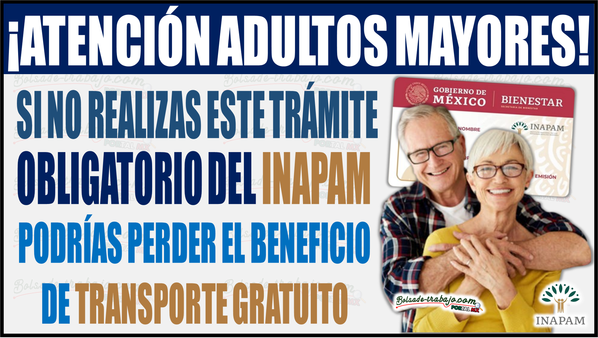 ¡Atención adultos mayores! El beneficio del transporte gratuito cambiará si no realizan este trámite obligatorio del INAPAM 1 ¡Atención adultos mayores! El beneficio del transporte gratuito cambiará si no realizan este trámite obligatorio del INAPAM