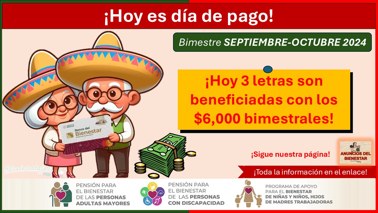 ¡Atención pensionados! ¿Qué adultos mayores cobran sus $6,000 bimestrales el día de hoy viernes 20 de septiembre? – Conoce las 3 letras beneficiadas