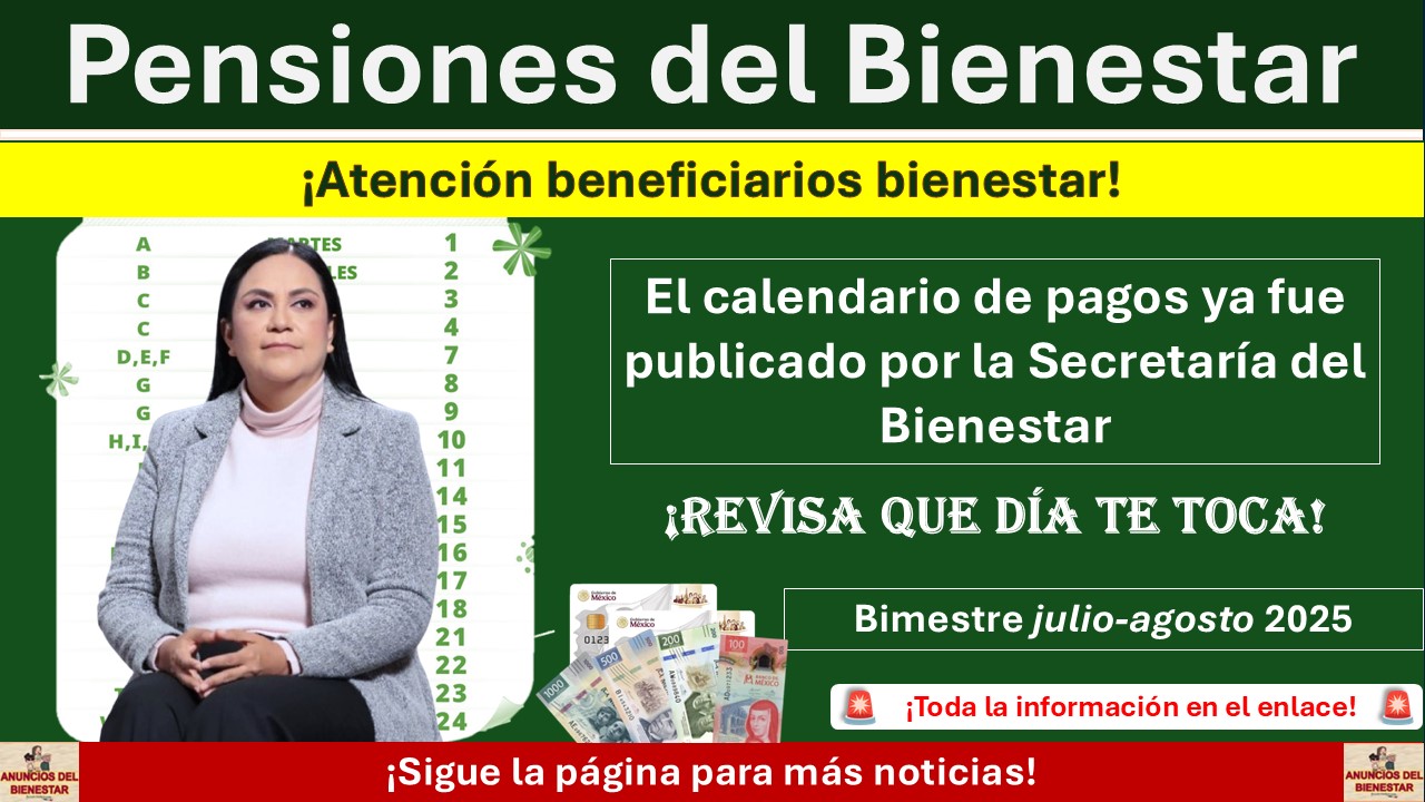 ¡Confirman fechas de pago! Secretaría del Bienestar compartió el nuevo calendario oficial por orden alfabético | Revisa cuándo te toca cobrar