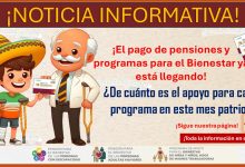 ¡El pago de pensiones y programas para el Bienestar ya está llegando! - ¿De cuanto es el apoyo para cada programa en este mes patrio?