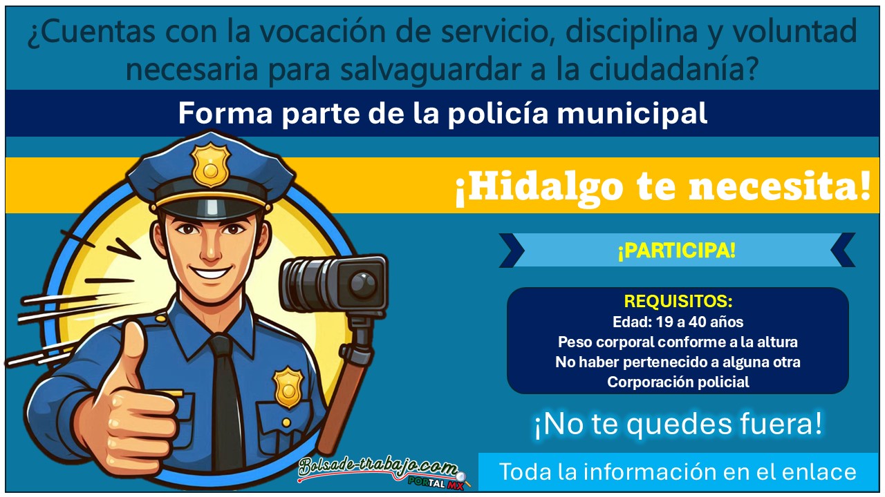 ¡Empleo de policía! Conoce la convocatoria de reclutamiento de San Bartolo Tutotepec, el cual está invitando a participar con hasta 40 años