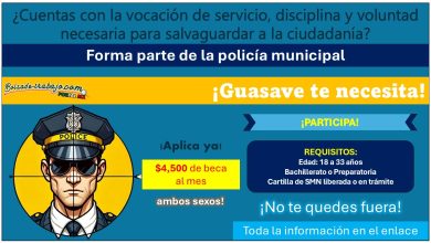 ¡Empleo de policía en Sinaloa! Conoce la convocatoria de reclutamiento de Guasave y goza de la beca de $4,500 durante tu formación aplicando con cartilla de SMN en trámite