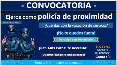 ¡Empleo policial en San Luis Potosí! Conoce la convocatoria de reclutamiento de El Cedral y ejerce como policía de proximidad ¡Aplica con hasta 35 años!