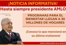 ¡Hasta siempre presidente AMLO! – En el último día de su mandato destaco sobre los programas Bienestar, esto dijo en su conferencia el día de hoy