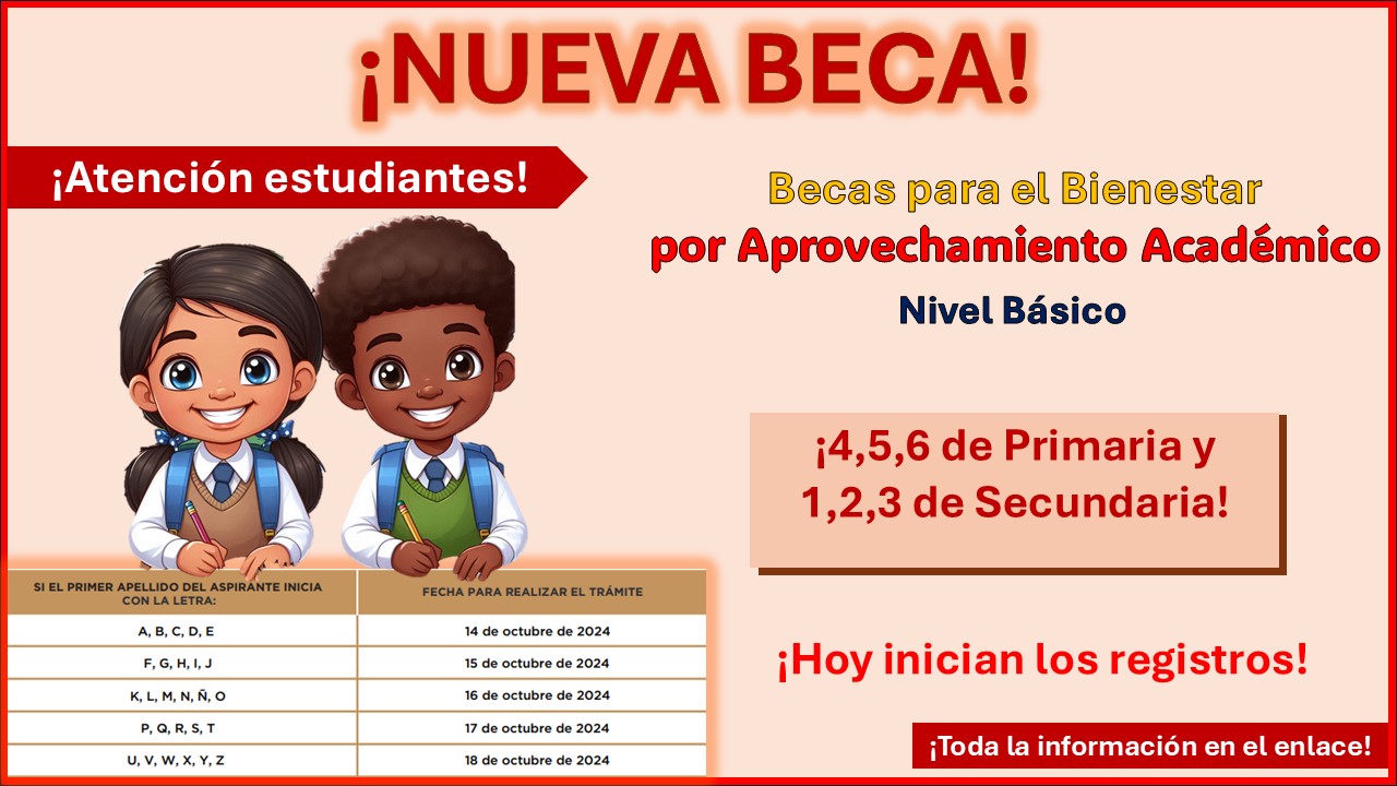 ¡Hoy da inicio el registro! Nueva Beca para Educación Básica – Beca para el Bienestar por Aprovechamiento Académico: Fechas clave, requisitos y documentos