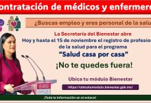 ¡Hoy y hasta el 15 de noviembre hay registro de profesionales de la salud para el programa “Salud casa por casa” esto se sabe!