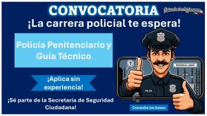 ¡Sé parte de la Secretaría de Seguridad Ciudadana! Te informamos que el día de hoy se está llevando a cabo el reclutamiento para policía penitenciario y guía técnico ¡No se requiere experiencia!