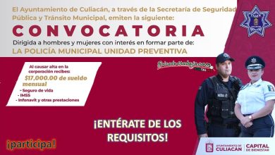 Convocatoria Policía Municipal (Unidad Preventiva) en Culiacán, Sinaloa