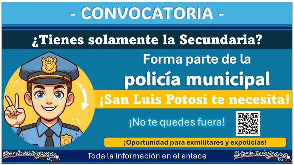 ¿Tienes solo la Secundaria? – Conoce la convocatoria de reclutamiento de policía en Mexquitic de Carmona, San Luis Potosí: Requisitos y documentos solicitados